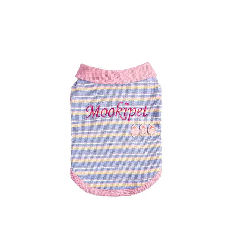 Pink purple lightweight vest for a small dog or cat, shown as autumn pet clothing.