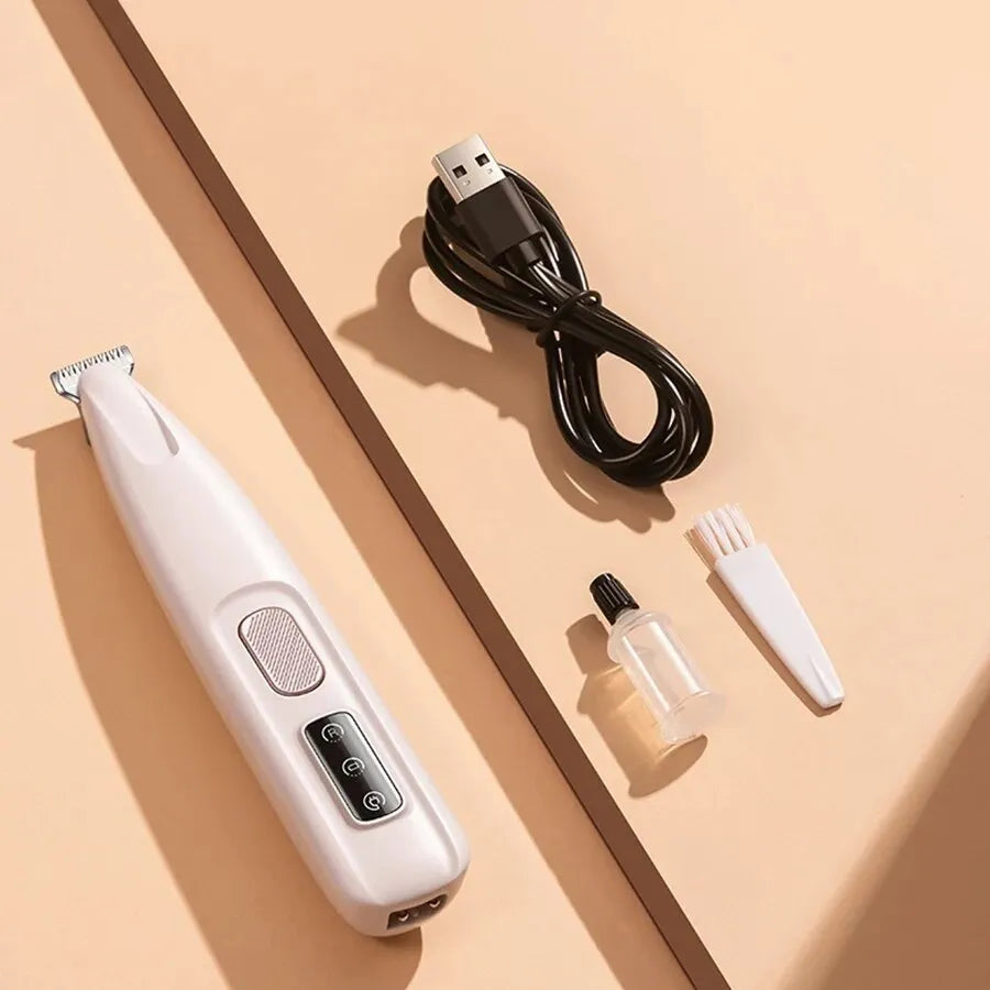 White dog paw trimmer with LED light and 18mm widen blade for pet grooming