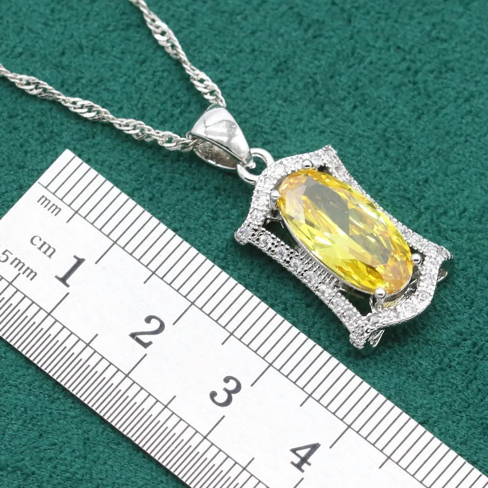 Women's anti-allergy zircon jewellery set with snake bone chain necklace, earrings, ring and bracelet in yellow colour