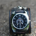 Men's black skull square watch with metal strap on wrist, 10mm thickness