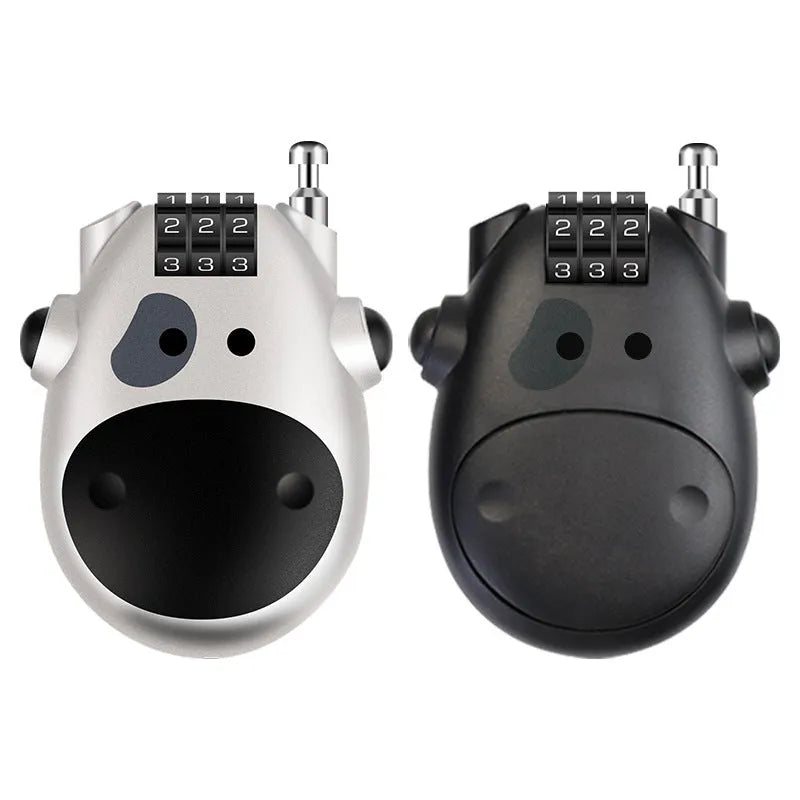 Retractable bicycle motorcycle helmet lock with ABS plastic housing and 1 metre wire rope cable extended