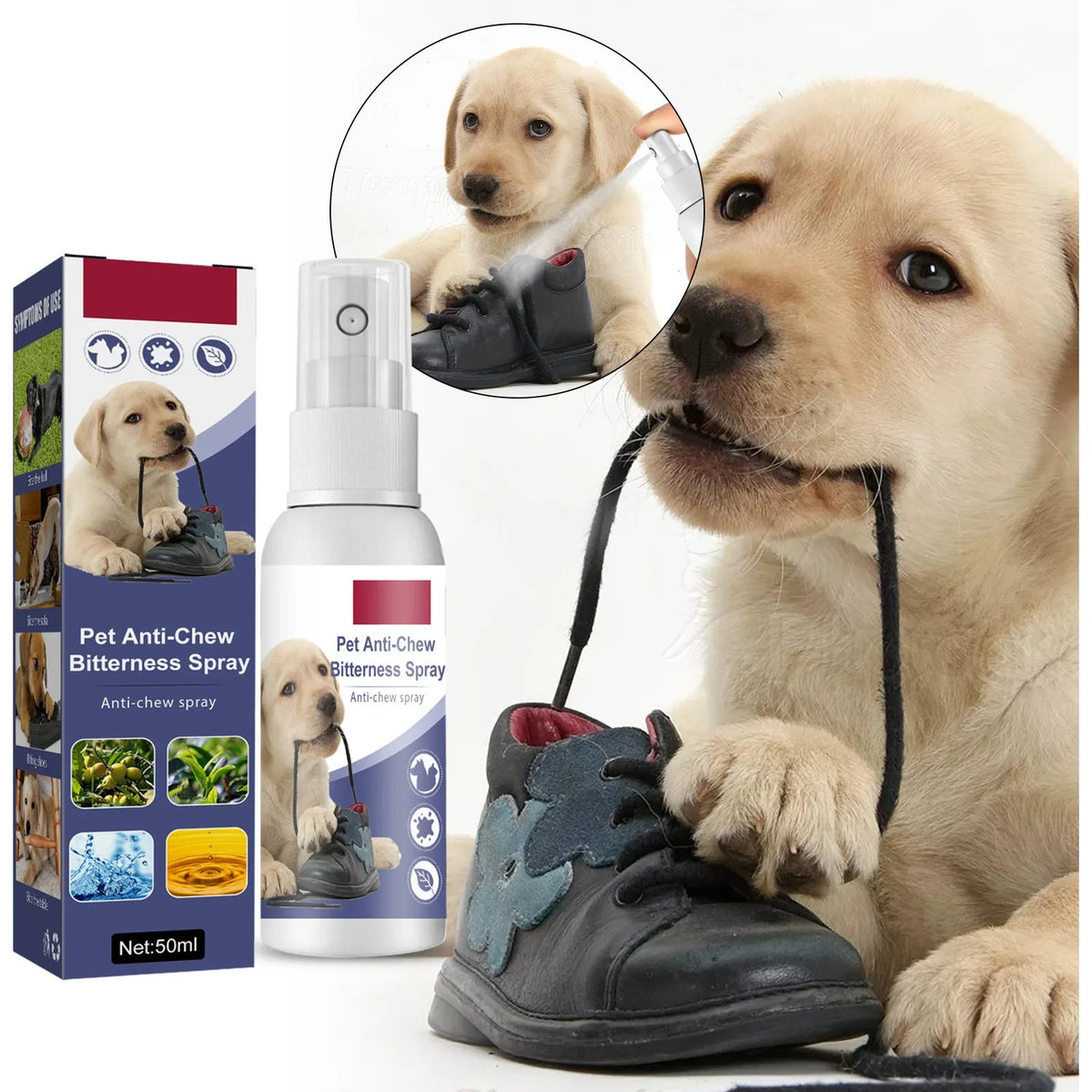 Pet bitter anti-bite spray for dogs scratching sofa indoor long-lasting 50ml boxed