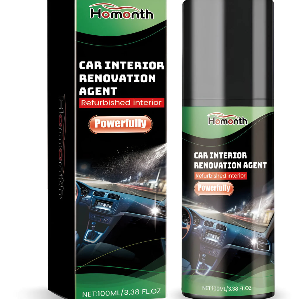 100ml automotive interior refurbishment agent in a PET bottle measuring 3.8 x 3.8 x 14.8cm for car seats, dashboards, door panels and trim