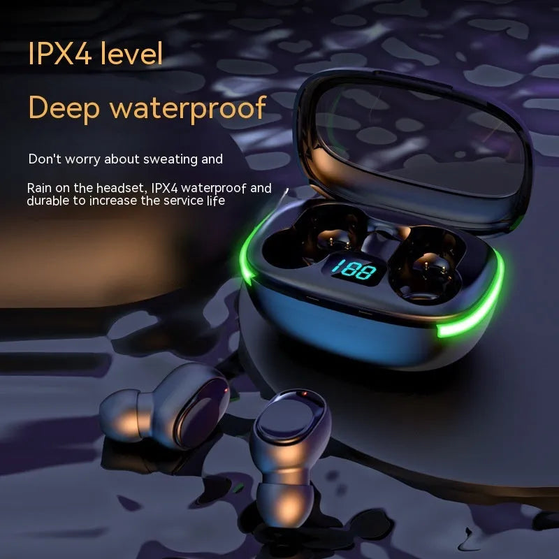 Black Y80 Wireless Bluetooth in-ear earphones with wireless charging case