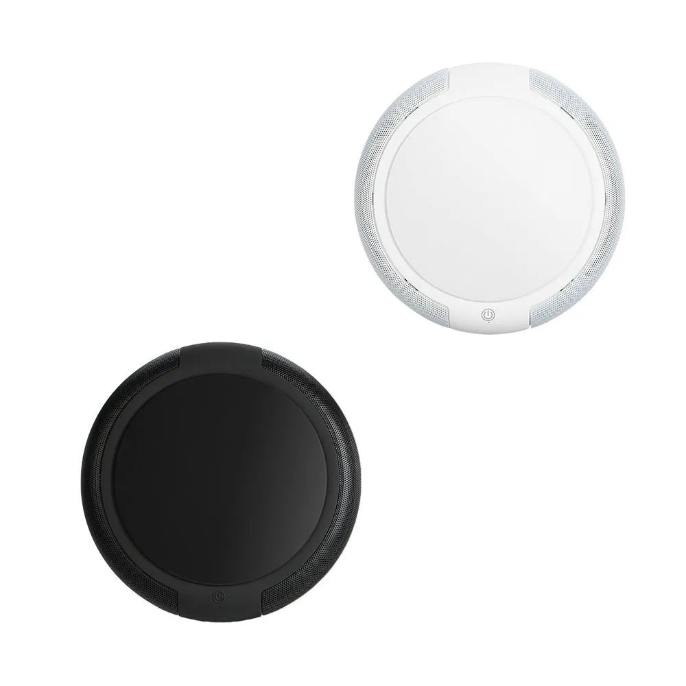 Black car air purifier with negative ion technology, compact 155x42mm USB-powered design on a dashboard