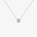 S925 sterling silver square stone full pave pendant necklace on regular chain with platinum or gold finish