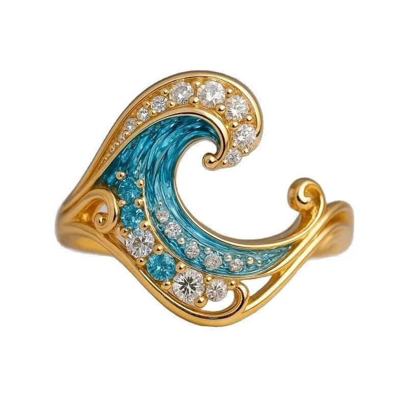 Gold HAILANG series creative ring with micro inlay detail on zinc alloy, women's fashion jewellery