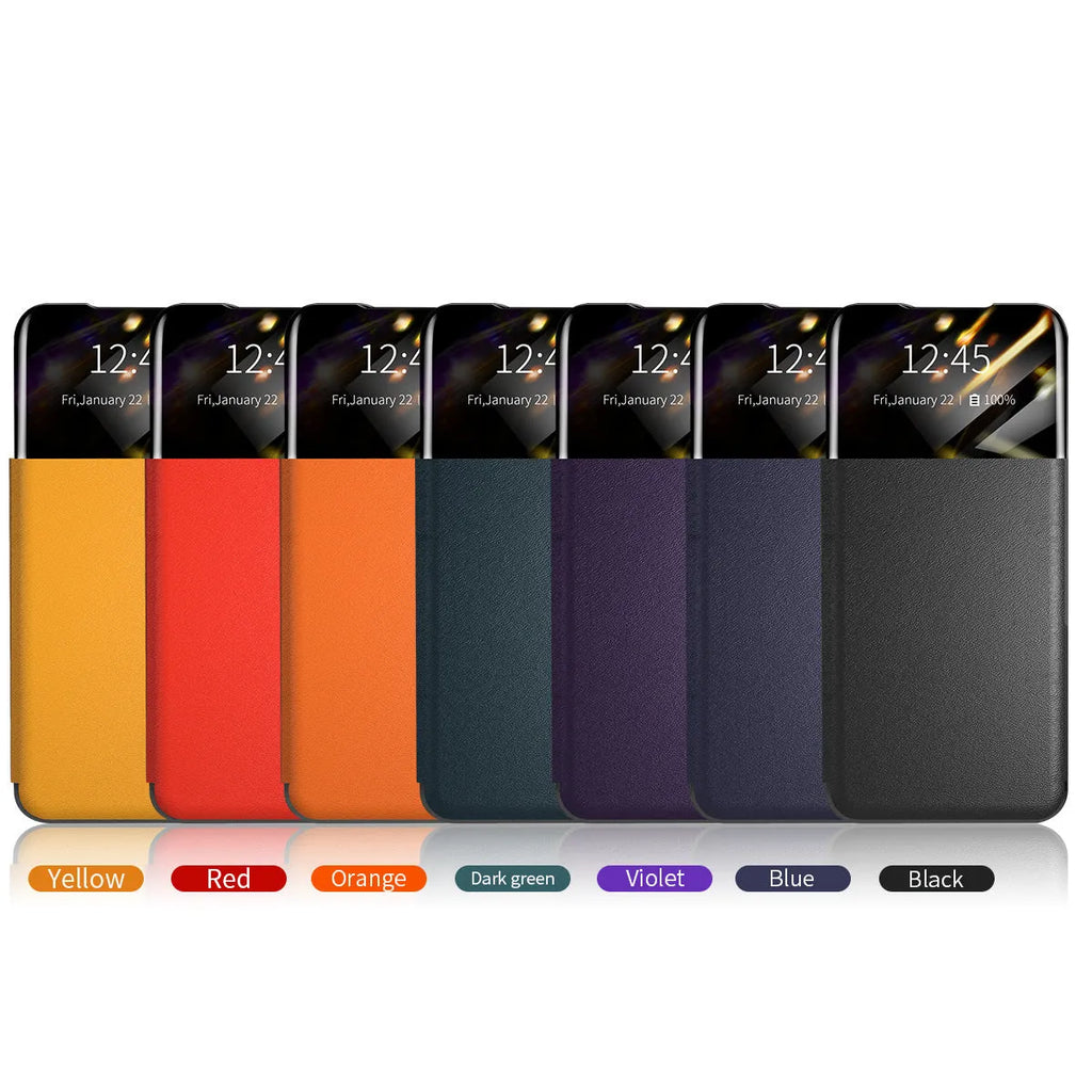 Black PU PC card flip case for Google Pixel 6 with card slot visible on back