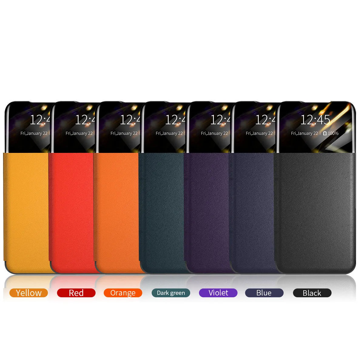Black PU PC card flip case for Google Pixel 6 with card slot visible on back