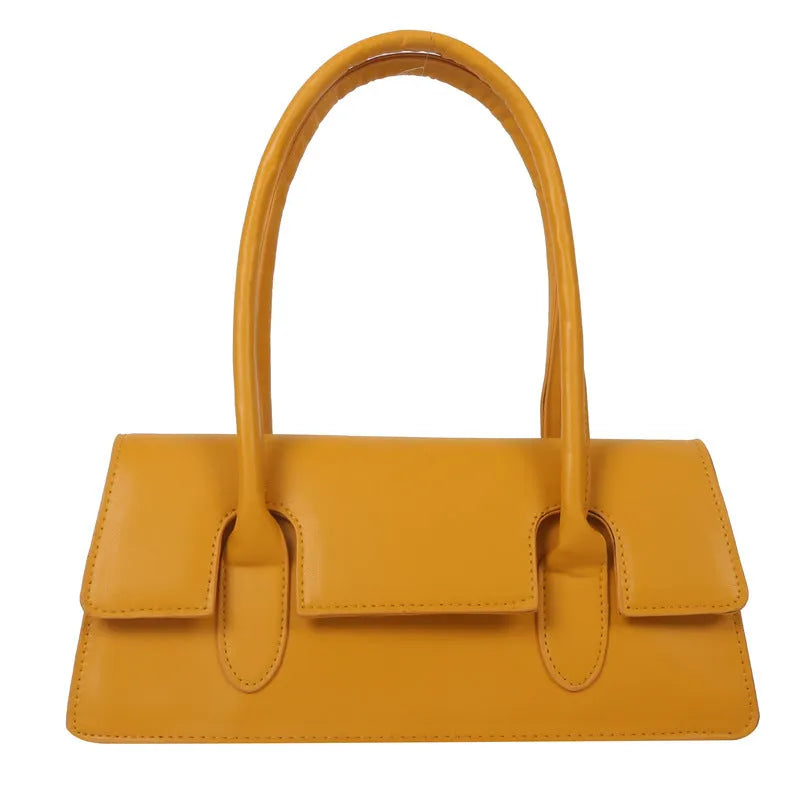Women's retro small square bag in PU material with single shoulder strap and stitching details available in multiple colours
