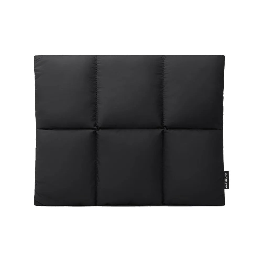 Soft fluffy laptop sleeve in black or khaki for 13 to 15.6 inch computers with retro sewing thread details