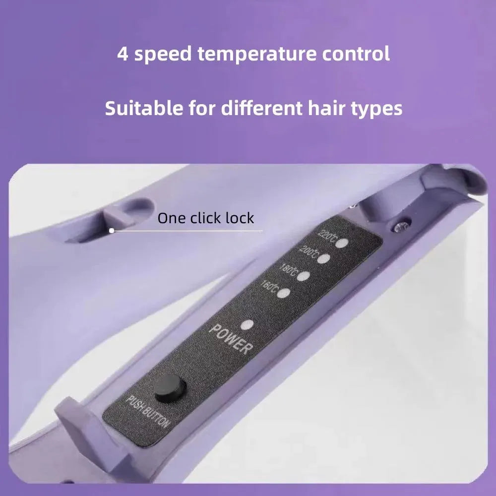 32mm deep wave hair curling iron with negative ions and 4 temperature settings in purple