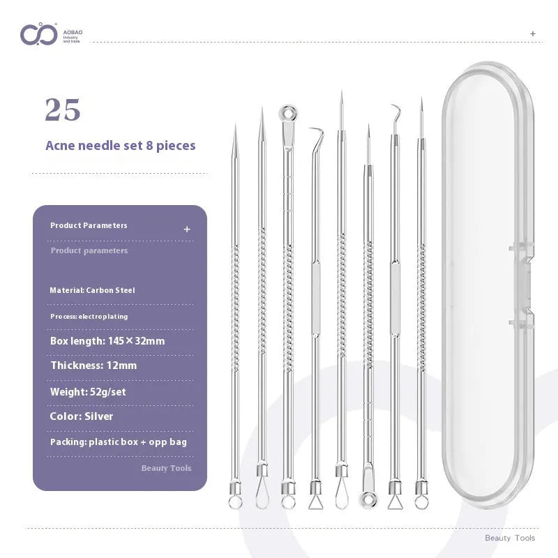 4-piece metal acne needle set with ultra fine pointed tips for precise skincare application