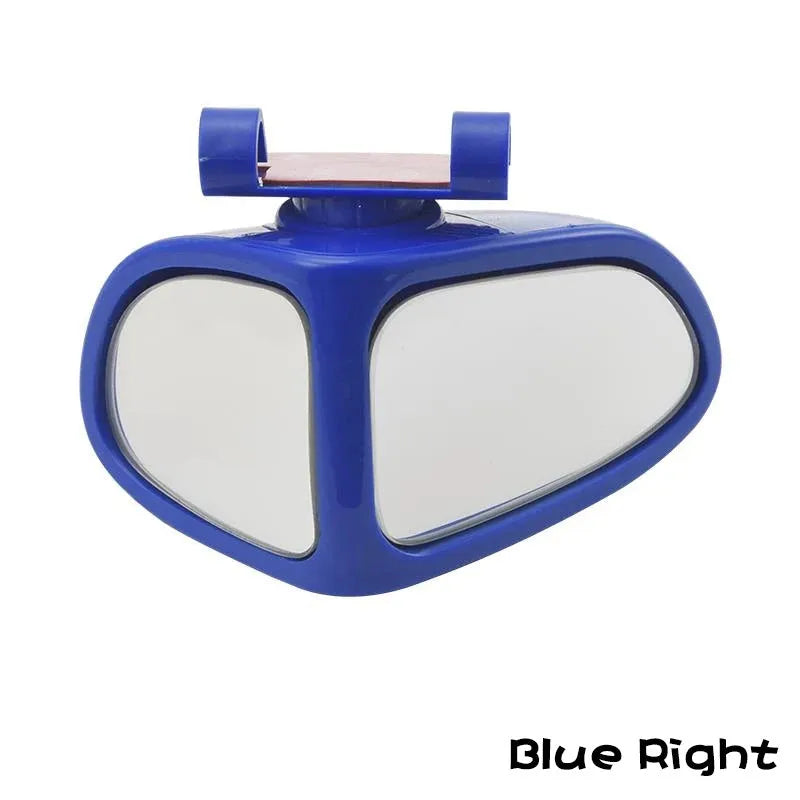 Small round adjustable car reversing mirror with adhesive back, shown in various colours.