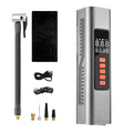 Compact wireless digital tyre pressure inflator with display showing pressure units