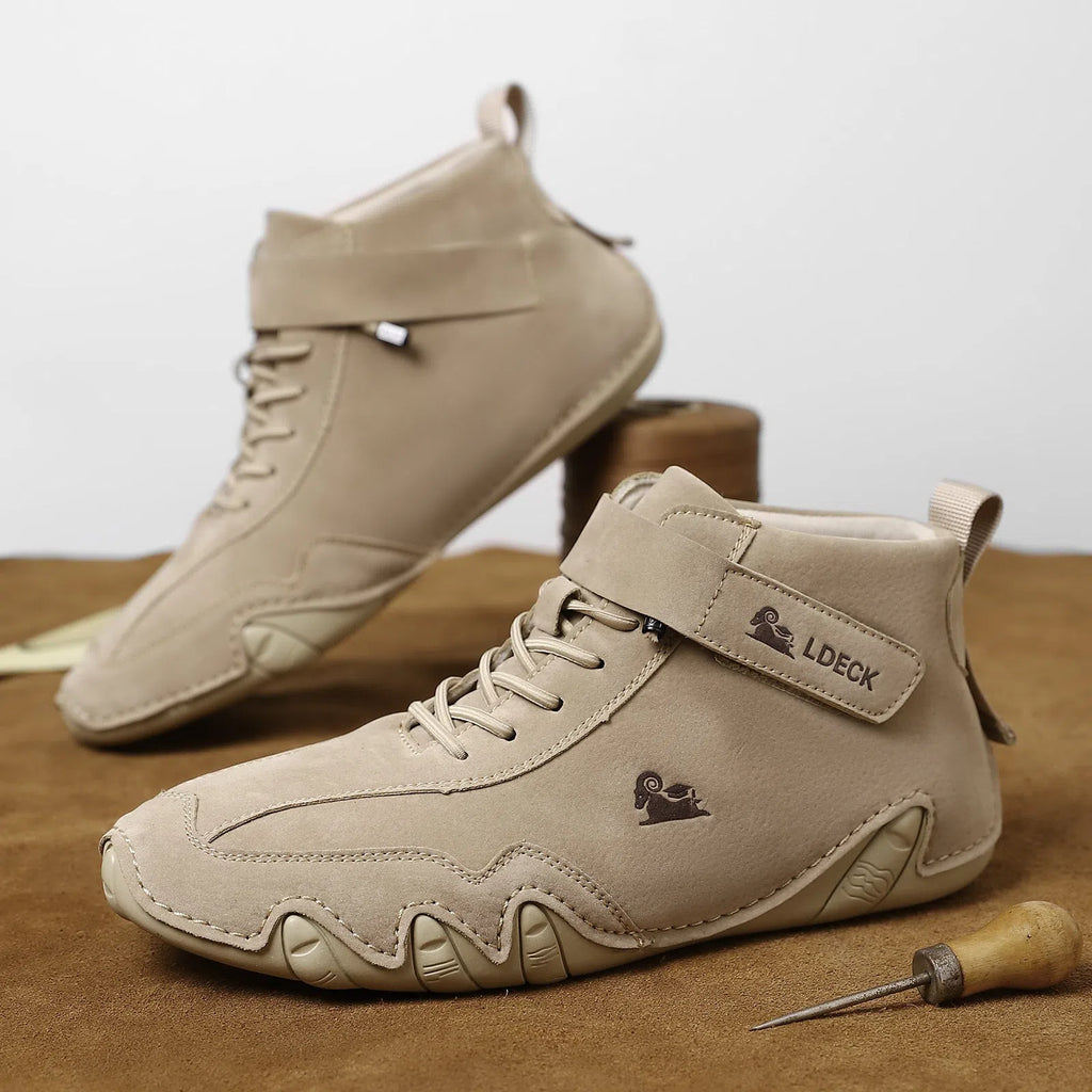 Outdoor casual high-top octopus-style Martin boots in khaki with microfiber upper and rubber sole