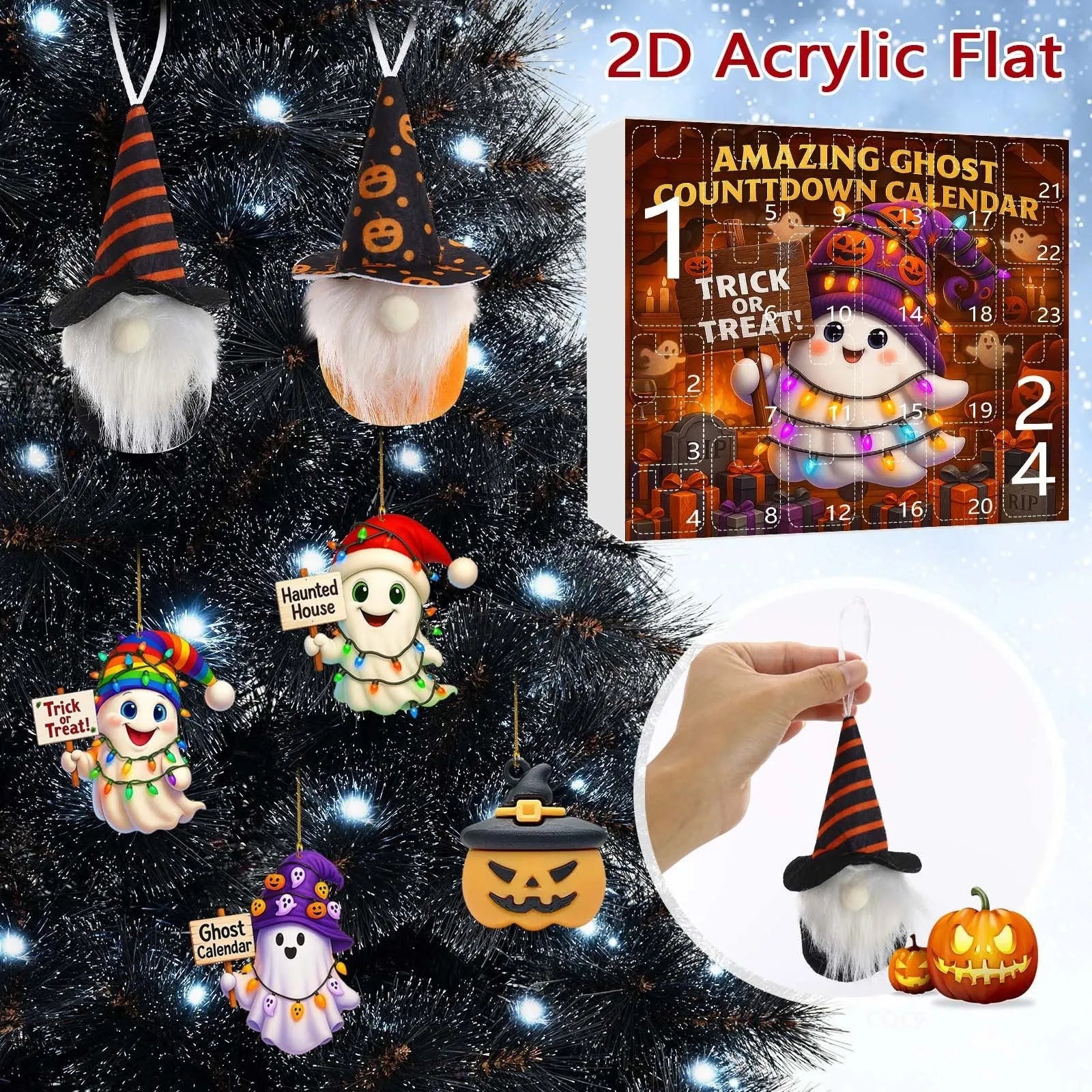 Ghost Pumpkin Doll blind box set with 16 pendants, 6 PVC figurines, 2 plush dolls in Halloween series niche style