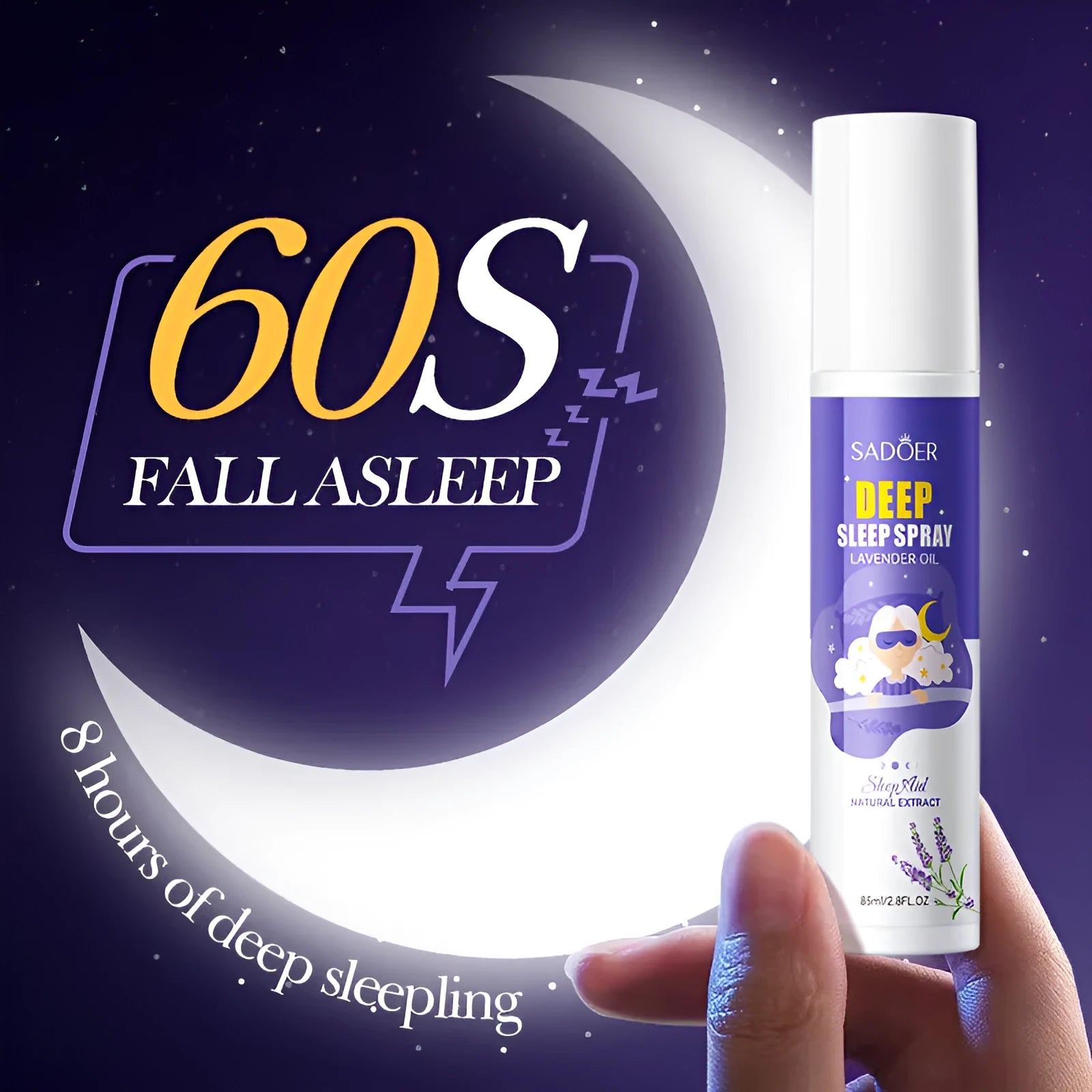 85ml natural sleep spray bottle with lavender and valerian root extract for aromatherapy