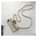 White TPU wrist strap crossbody chain protective phone case for iPhone with lanyard