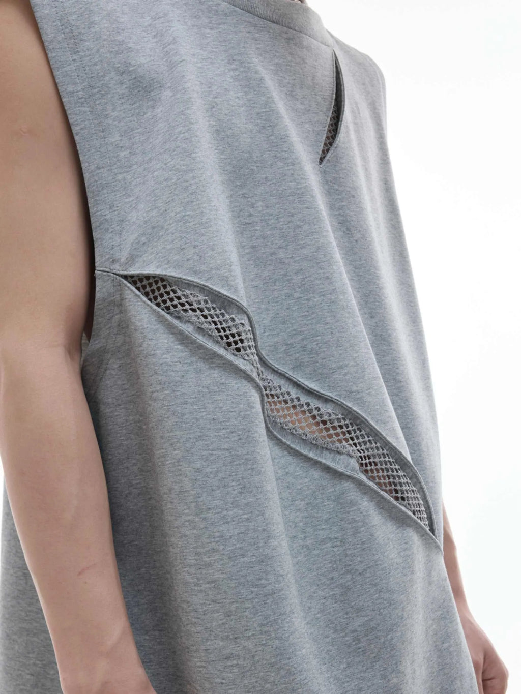 Slim fit sleeveless vest with metal decoration in black, 55% cotton polyester spandex blend, washed finish, L M XL sizes