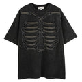Men's black cotton T-shirt with a skull and letter graphic print, loose fit with drop shoulders.