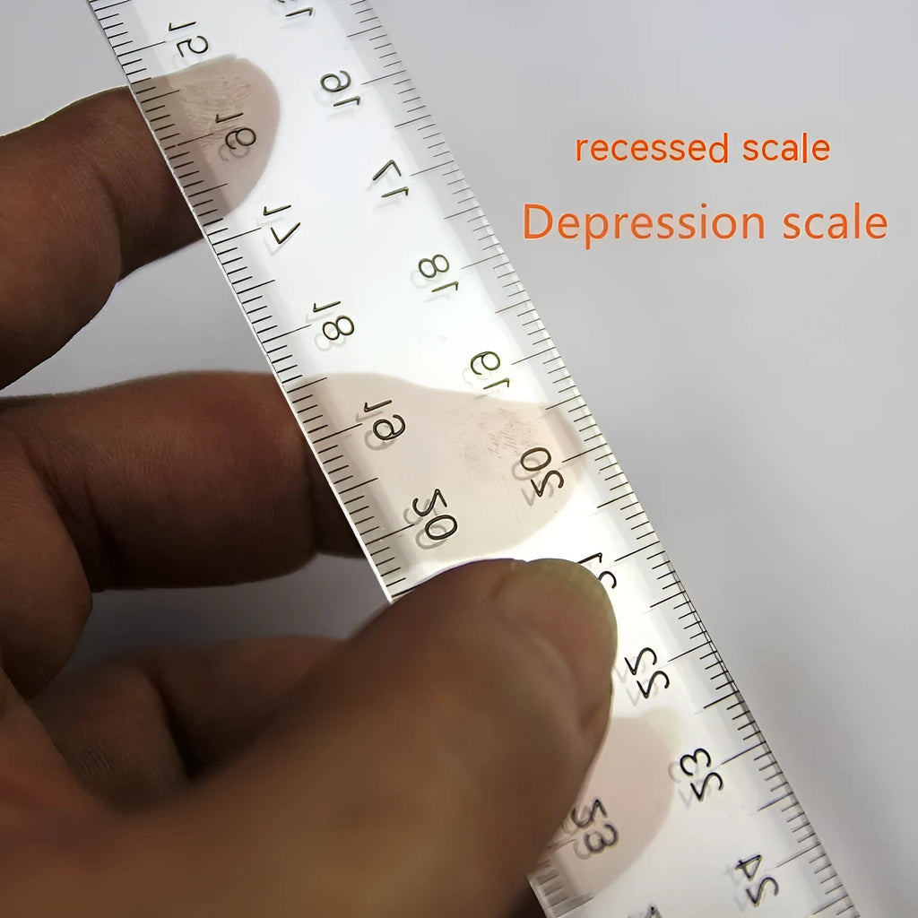 30cm plastic T-shaped ruler with dual scale options in orange yellow colour
