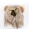 Acrylic lion mane pet hat in brown with three-colour hair styling, designed for cats and small dogs, size S