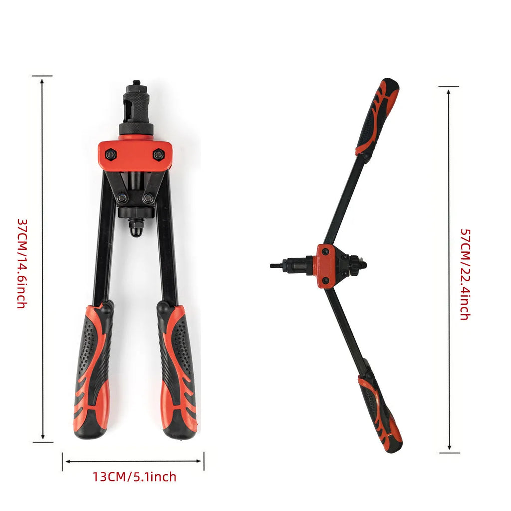 14-inch alloy pull-setter rivet nut tool with six interchangeable gun tips