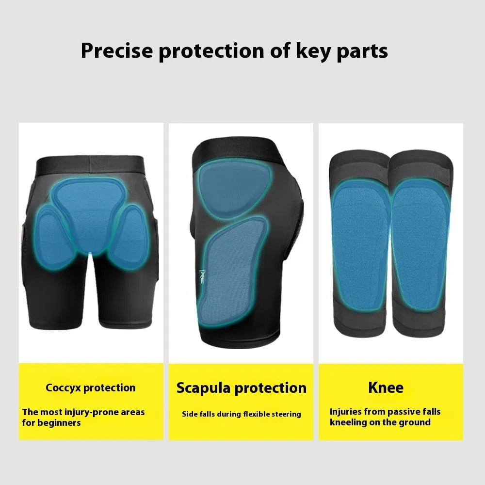 X-ray diffraction ski protective gear hip pad and knee pad set for inner wear cushioning.