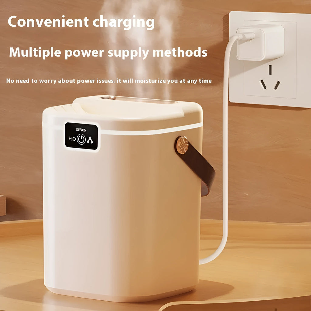 White plastic square USB humidifier with large spray volume and ambient light for bedroom