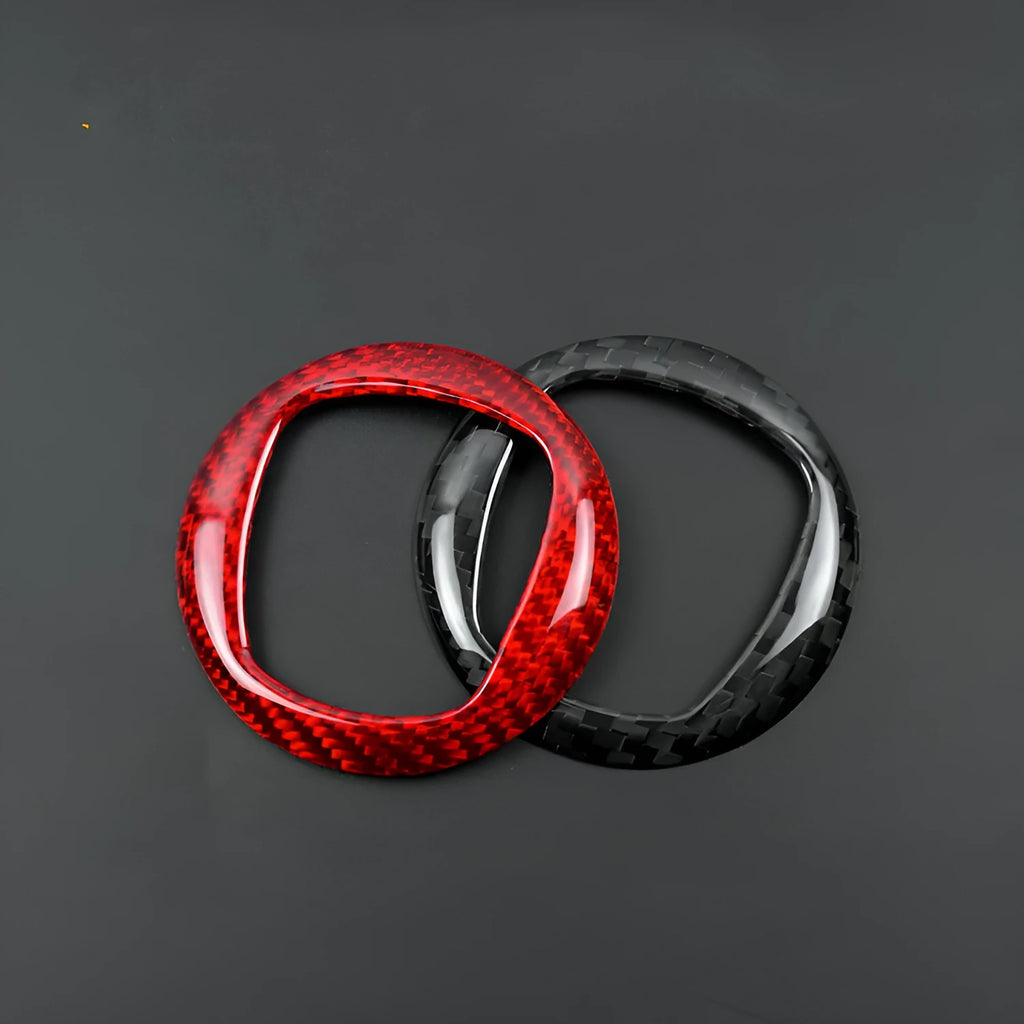Real dry carbon fibre car steering wheel cover in black and red colour options.