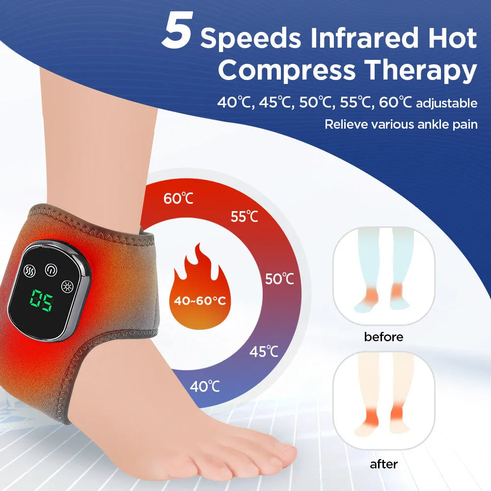 Electric heating ankle and wrist massage instrument in gray with hot compress and vibration settings