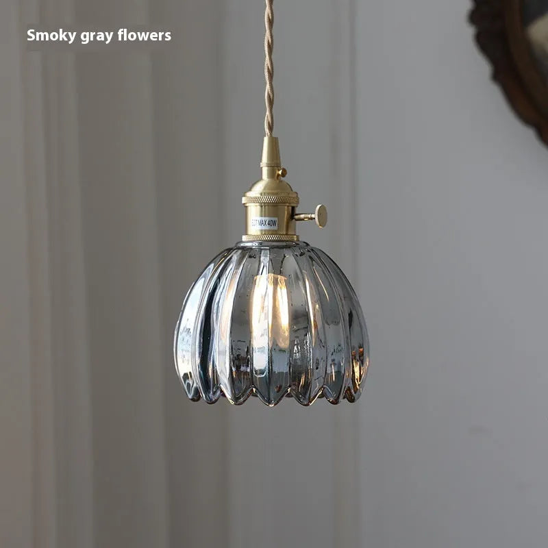 Vintage glass bedside chandelier with Nordic design in amber colour