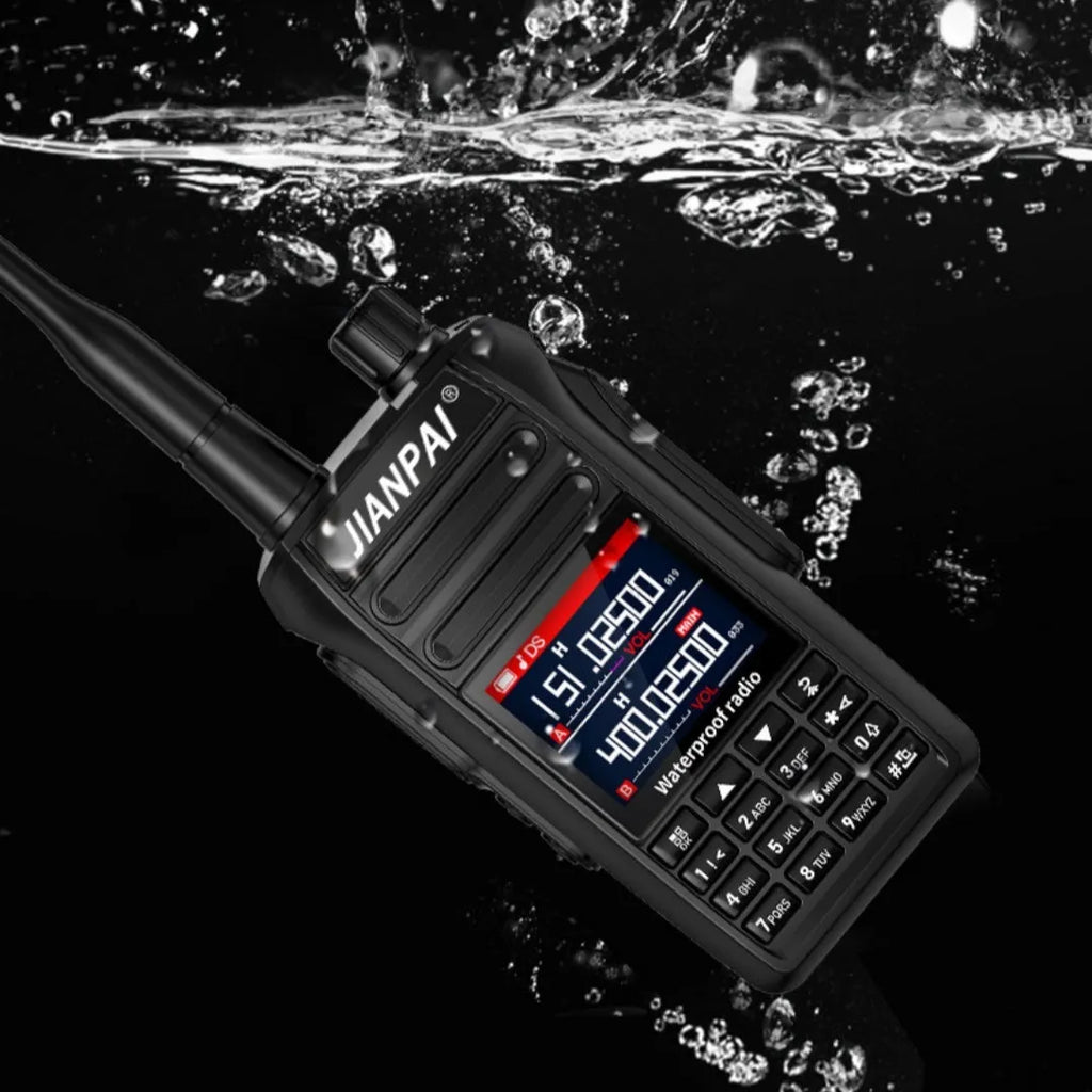Black Interphone waterproof aviation communications headset with antenna and accessories