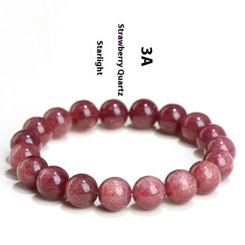 Strawberry quartz geometric bracelet with cherry red crystal beads in three size options
