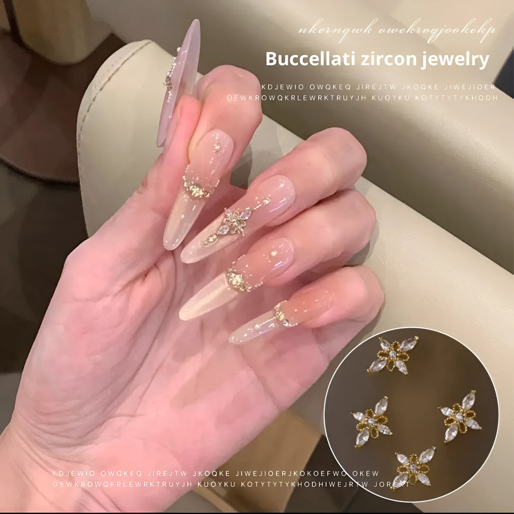 Square zircon nail rhinestone ornament in alloy frame, Princess series, 8X13mm and 9X11.5mm sizes on nail