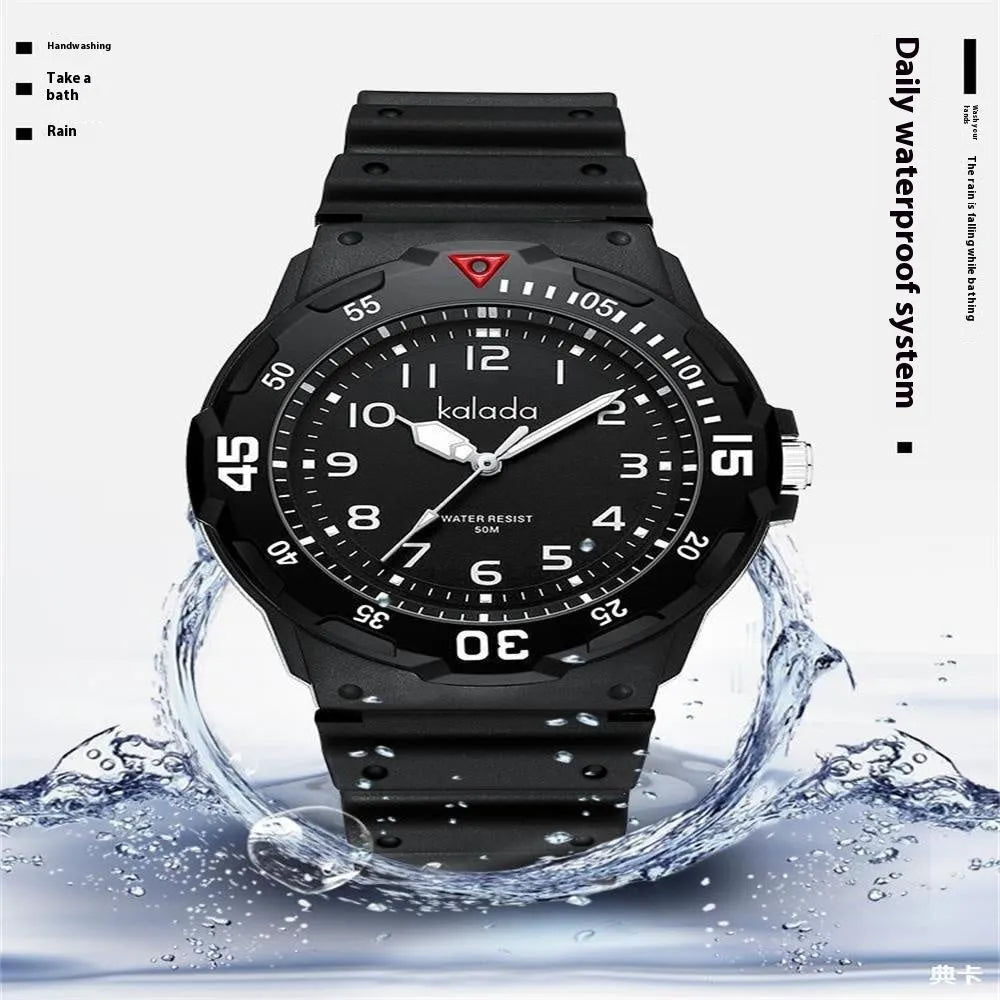 Men's sports luminous pointer quartz watch in black and blue colour option with sports bracelet