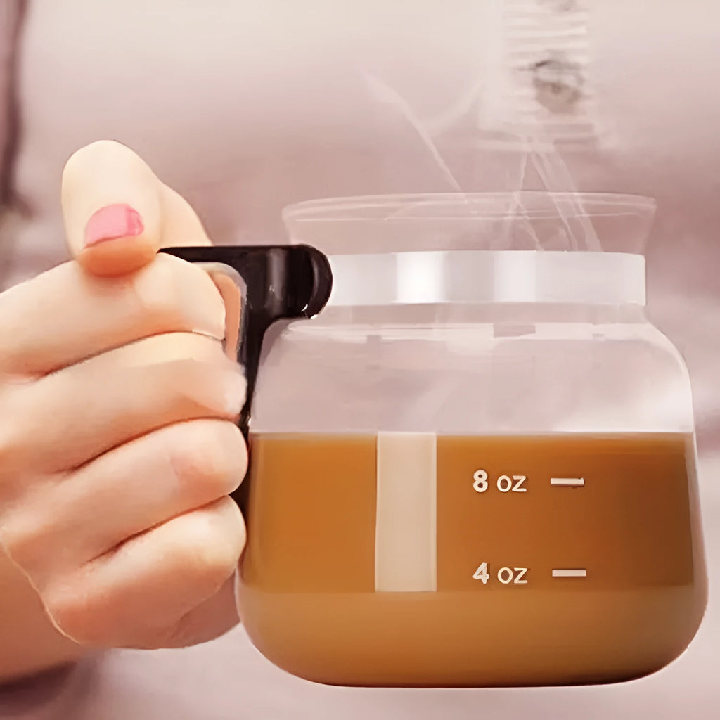 Transparent borosilicate glass coffee maker carafe with silicone cover, 355-473 ml capacity
