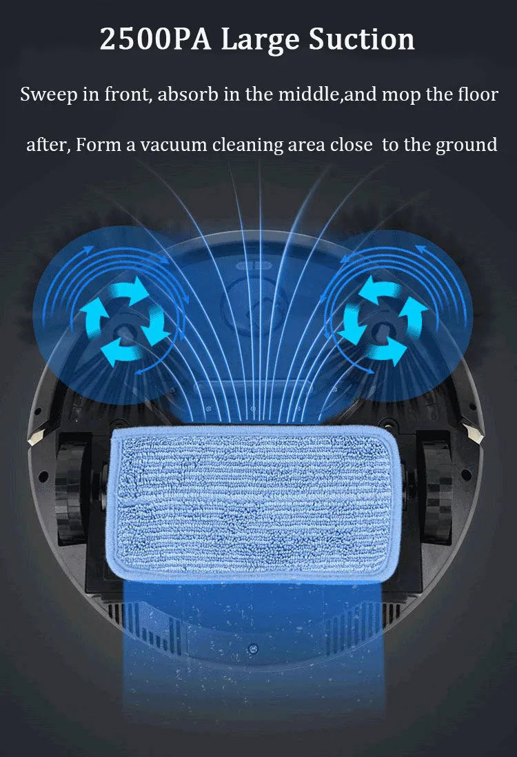 Automatic recharge vacuum cleaner in black with remote control, covering 70–90 sq m