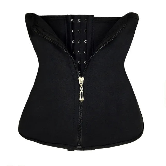 Neoprene breasted belly band for body shaping in black, blue, purple, and red colours.