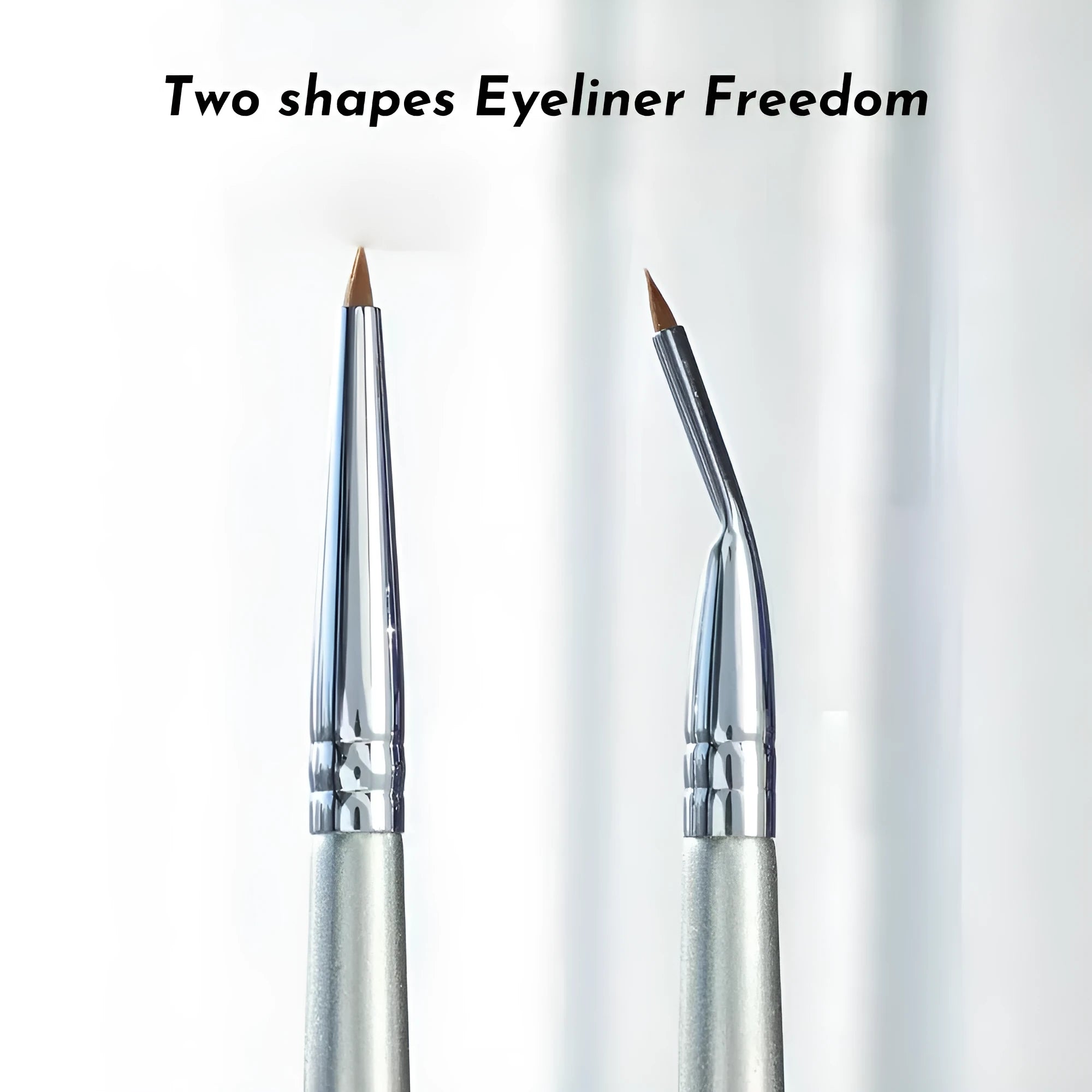 Angled bend head eyeliner brush with fine synthetic bristles for detailed makeup application.