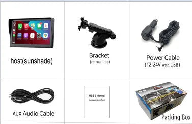 7 inch portable car smart screen with wireless CarPlay and Android Auto on retractable bracket