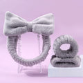 Coral fleece hair band facial brush set with face wash brush in multiple colour options