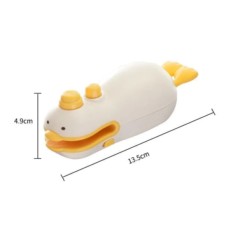 Small yellow duck animal jacquard design rechargeable handheld sealing machine with charging cable