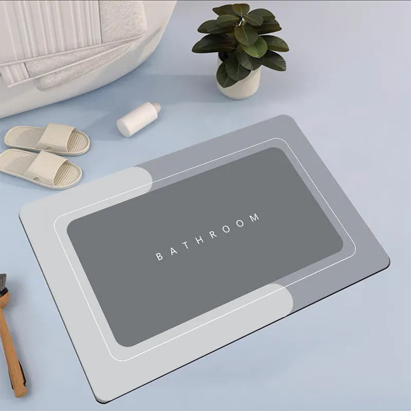 Oval diatom mud bath mat with natural rubber backing in Baikal blue colour