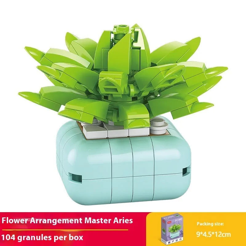 Plastic building blocks flower pot model assembly toy for teenagers