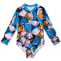 Girl's long sleeve one-piece swimming suit in polyester fabric for swimming activities