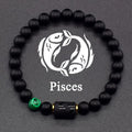 Natural tiger eye stone agate white turquoise elastic bracelet on wrist with zodiac constellation colour option