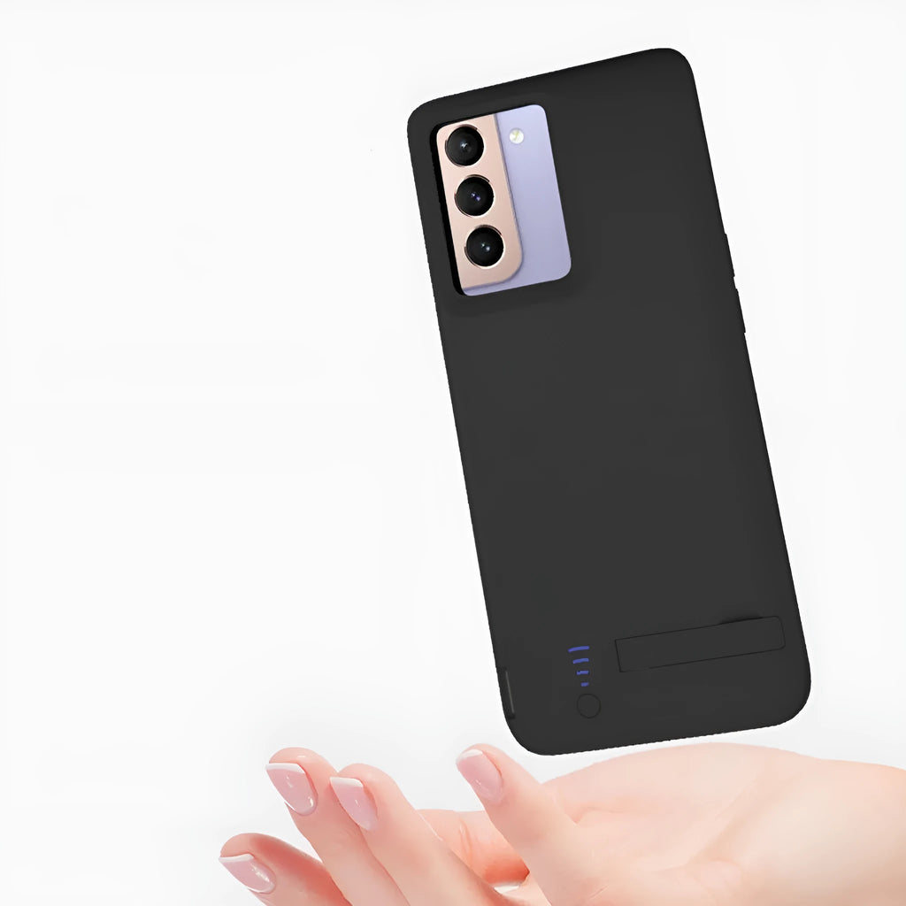 Large capacity phone case wireless power bank matte black with multi-port USB output for Samsung and other phones
