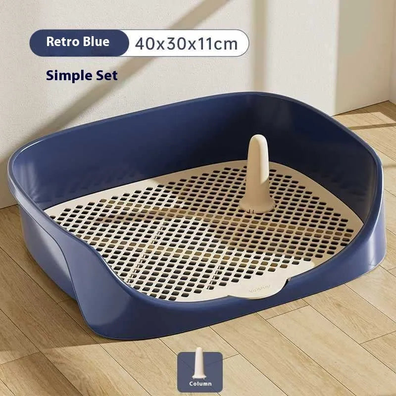 Automatic dog toilet in thick PP plastic compact 40x30x11cm retro blue colour